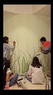 From blank wall to green therapy🌴#HouseOfArt  #WallArt #MuralArt  #NatureArt  #InteriorDesign